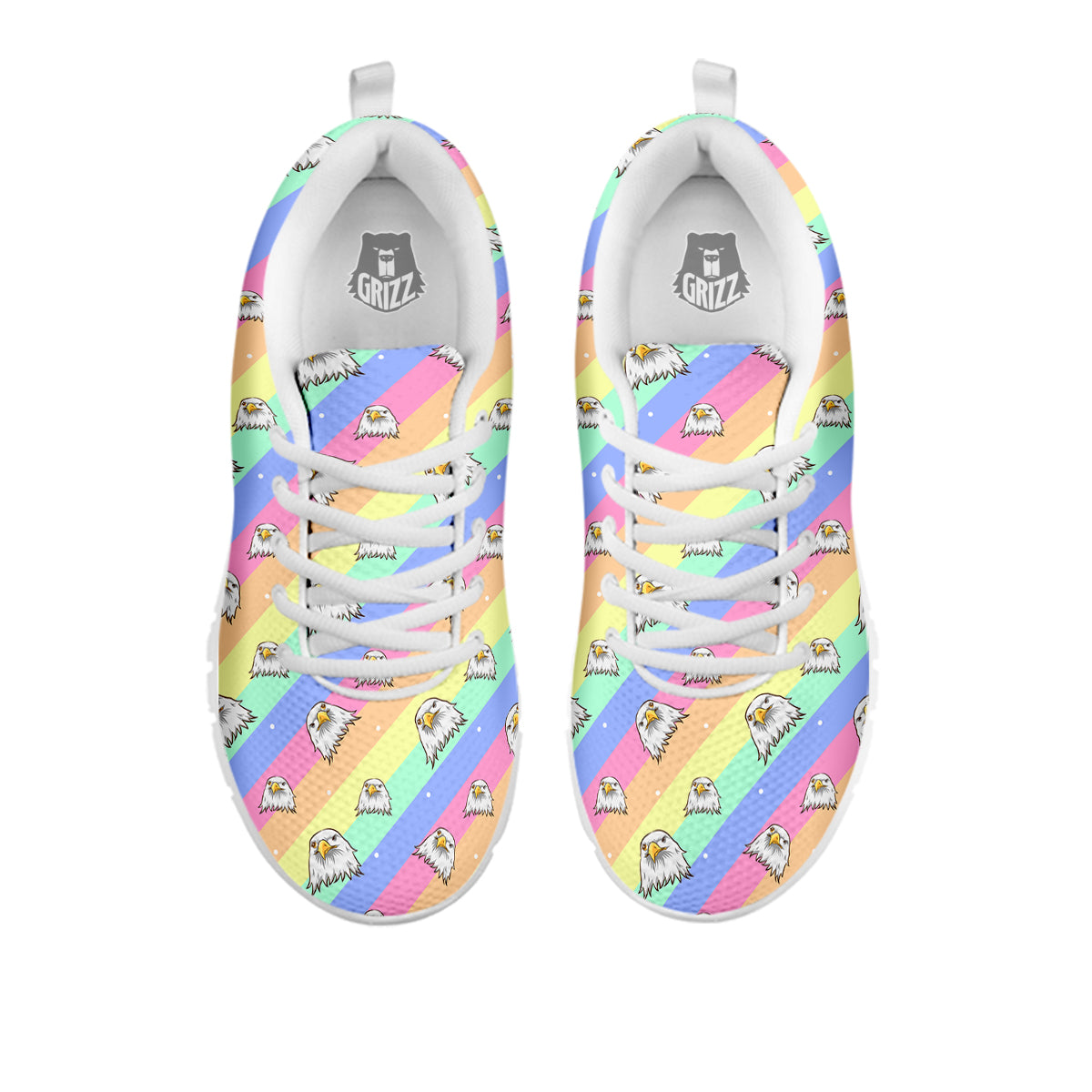 Cute Eagle Rainbow Print Pattern White Sneaker-grizzshop