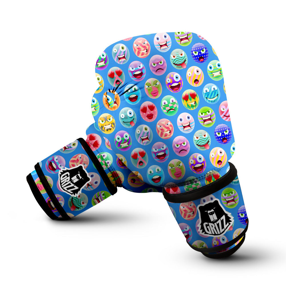 Cute Emoji Blue Print Pattern Boxing Gloves-grizzshop