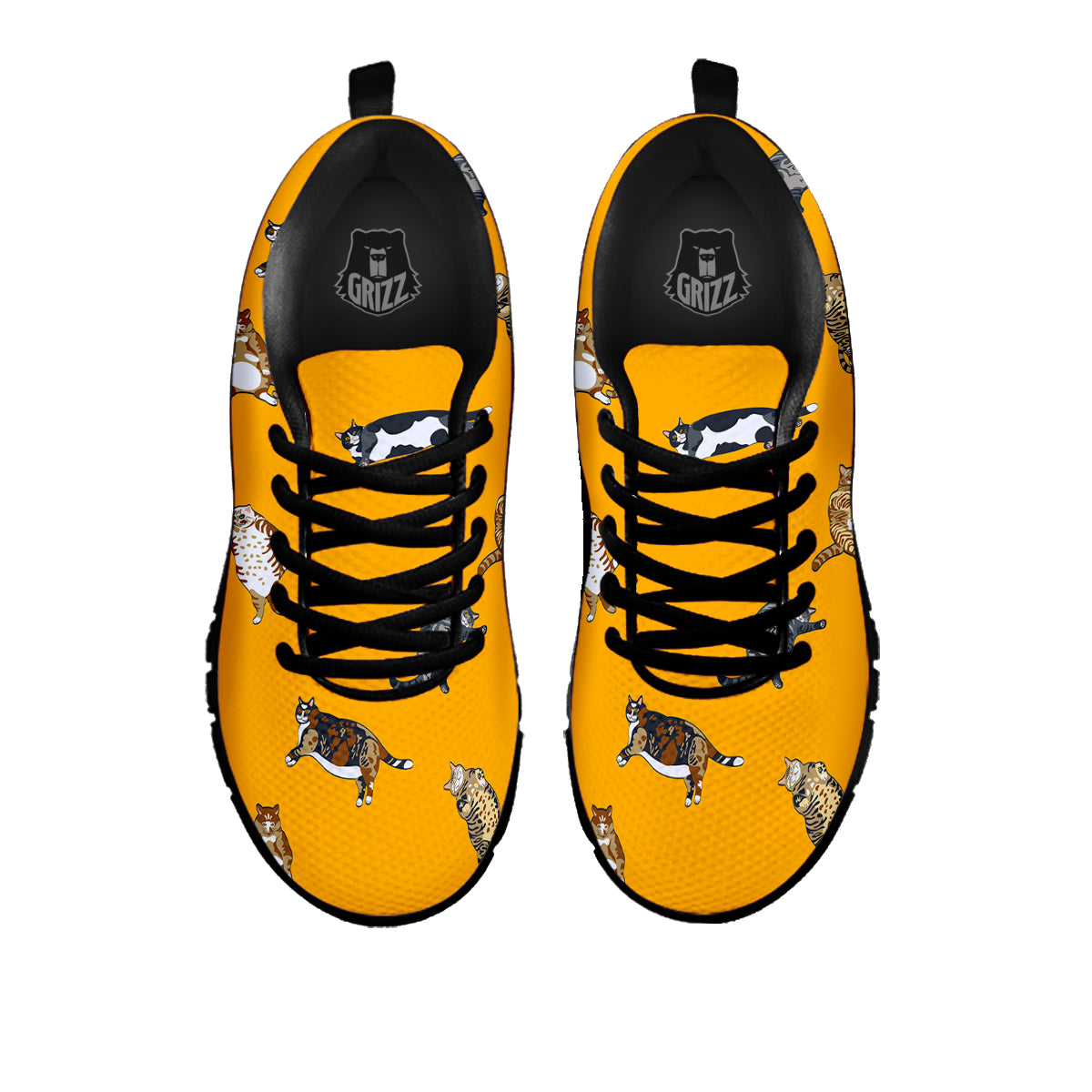 Cute Fat Cat Print Pattern Black Sneaker-grizzshop