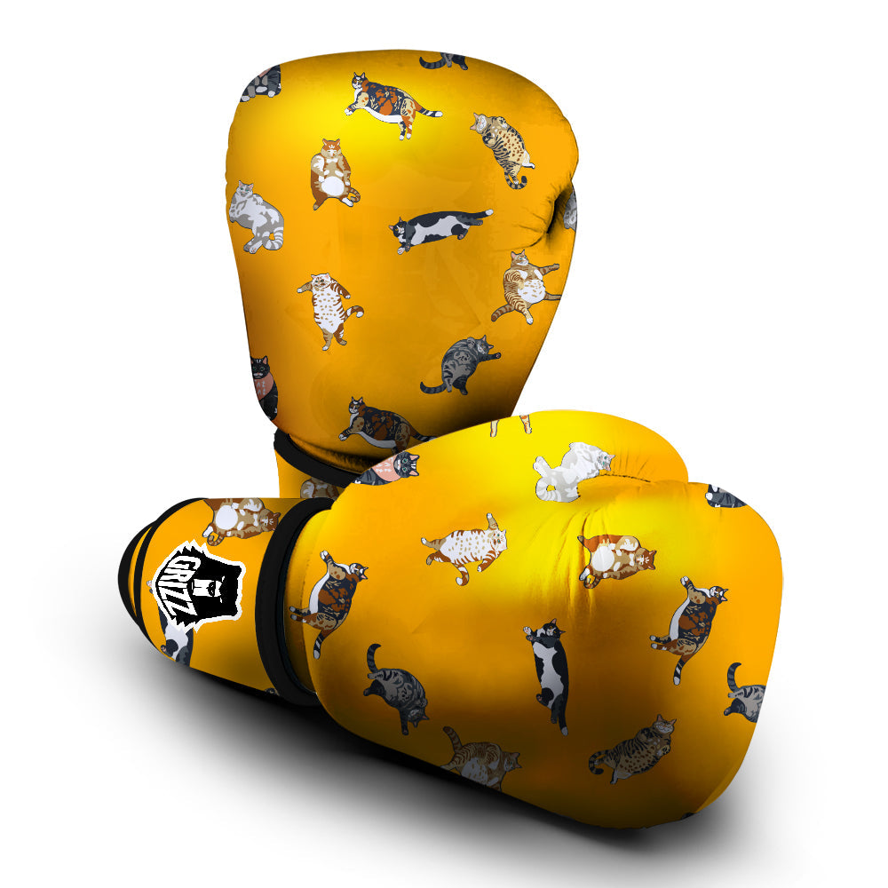 Cute Fat Cat Print Pattern Boxing Gloves-grizzshop