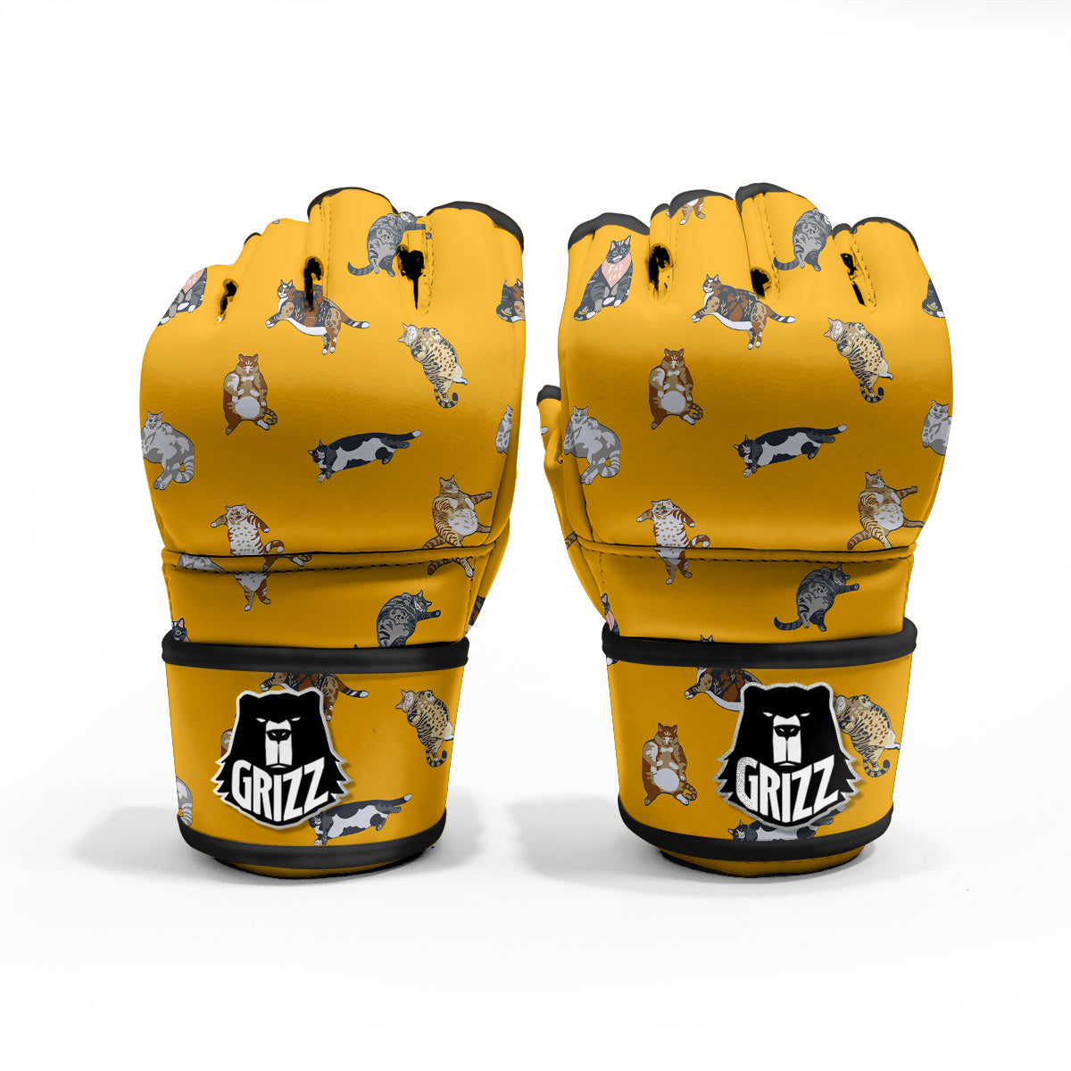 Cute Fat Cat Print Pattern MMA Gloves-grizzshop