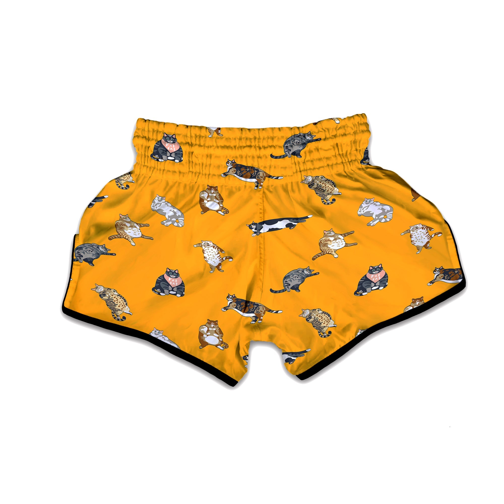 Cute Fat Cat Print Pattern Muay Thai Boxing Shorts-grizzshop