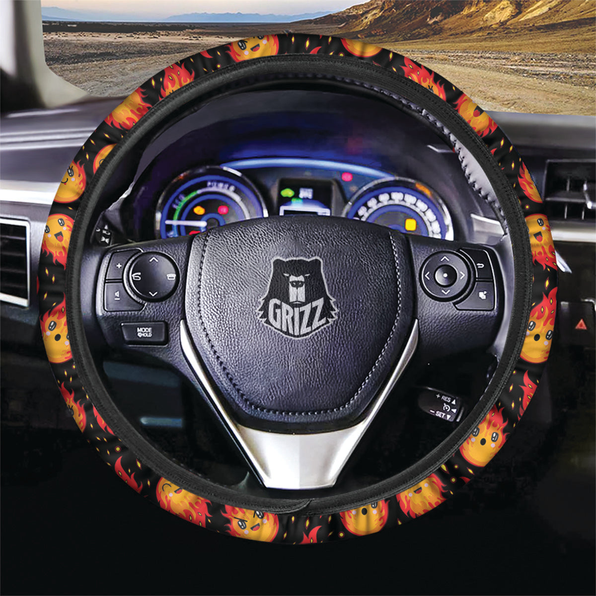 Cute Fire Cartoons Print Pattern Car Steering Wheel Cover-grizzshop