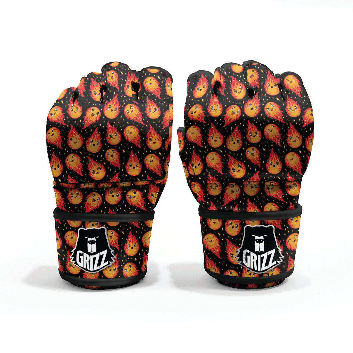 Cute Fire Cartoons Print Pattern MMA Gloves-grizzshop
