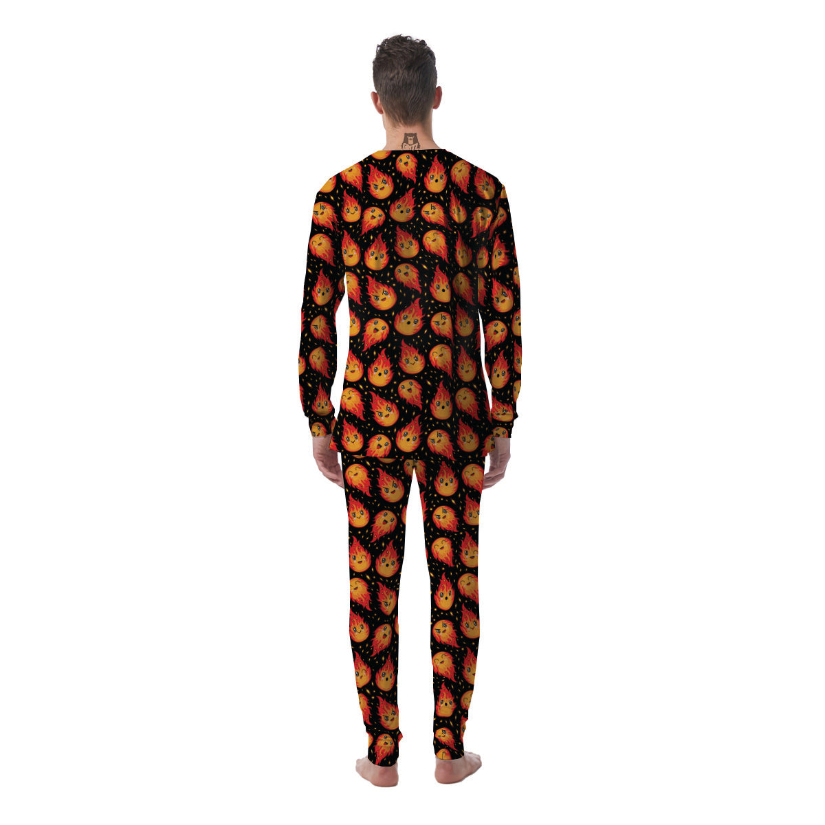 Cute Fire Cartoons Print Pattern Men's Pajamas-grizzshop