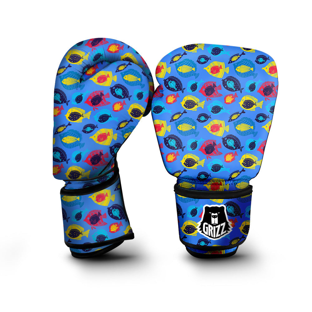 Cute Fish Colorful Blue Print Pattern Boxing Gloves-grizzshop