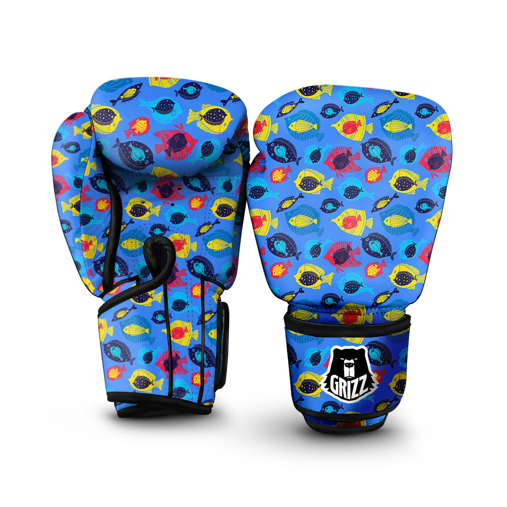Cute Fish Colorful Blue Print Pattern Boxing Gloves-grizzshop