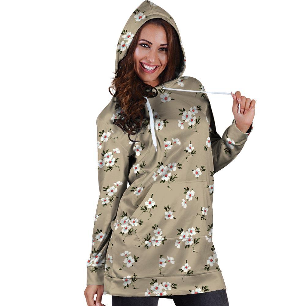 Cute Floral Flower Print Hoodie Dress-grizzshop