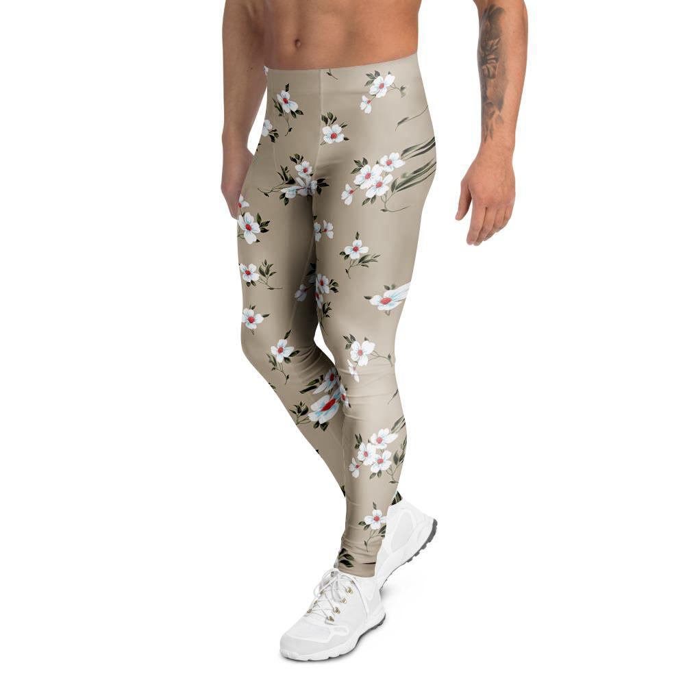 Cute Floral Flower Print Men's Leggings-grizzshop