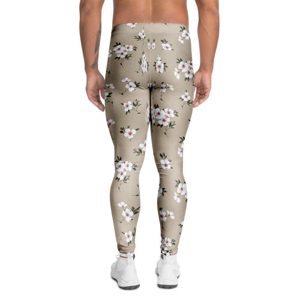 Cute Floral Flower Print Men's Leggings-grizzshop