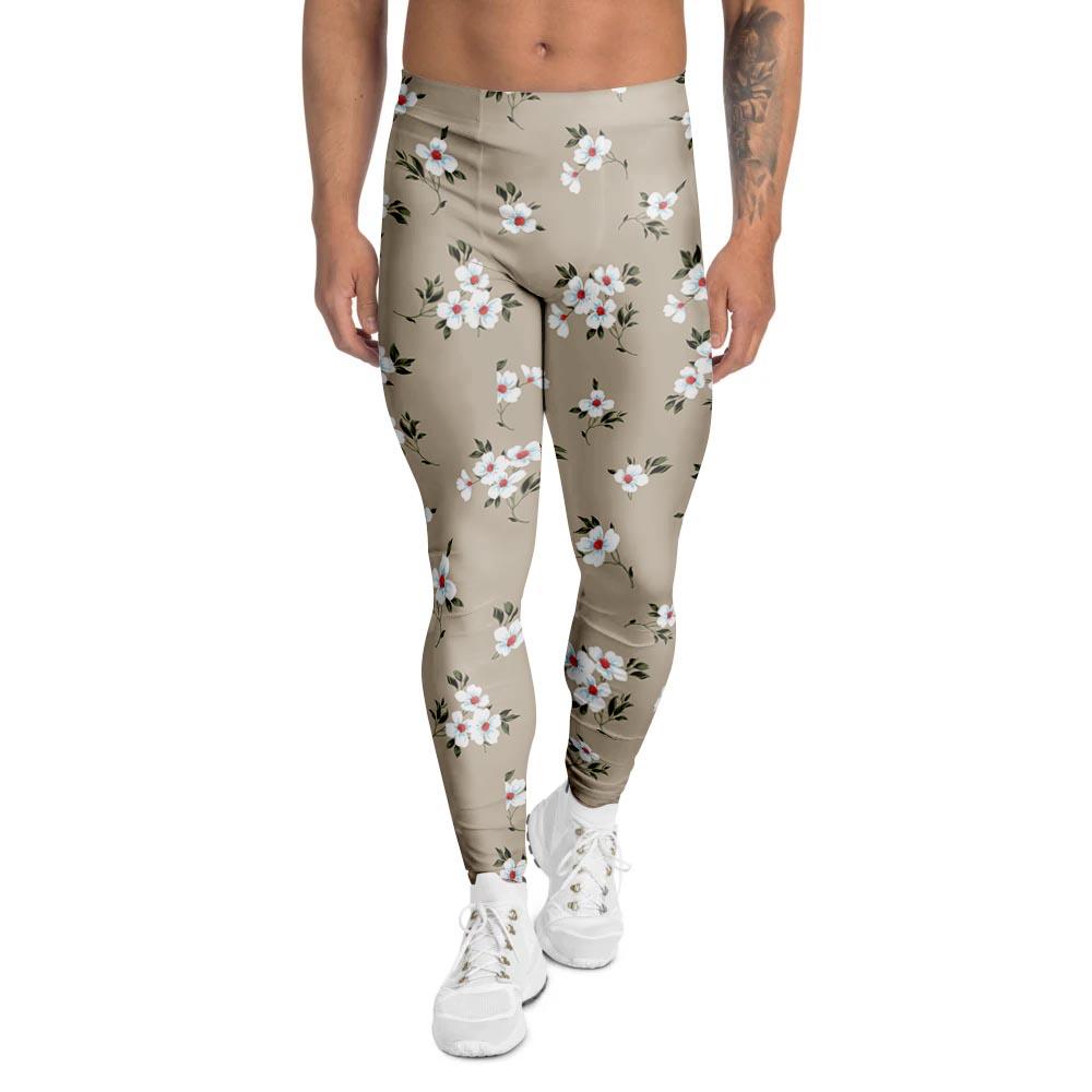 Cute Floral Flower Print Men's Leggings-grizzshop