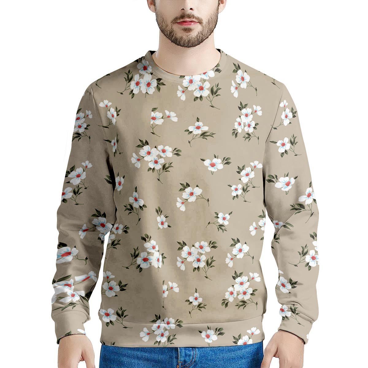 Grizzshop Cute Floral Flower Print Men's Sweatshirt