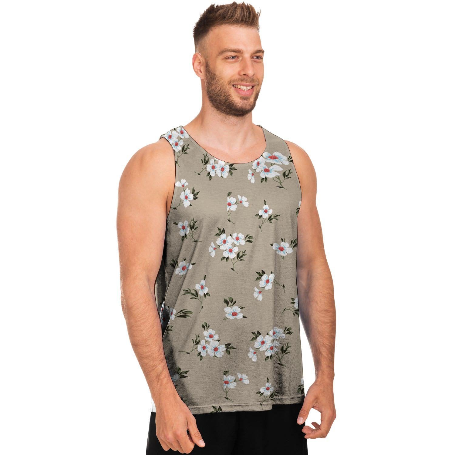 Cute Floral Flower Print Men's Tank Tops-grizzshop