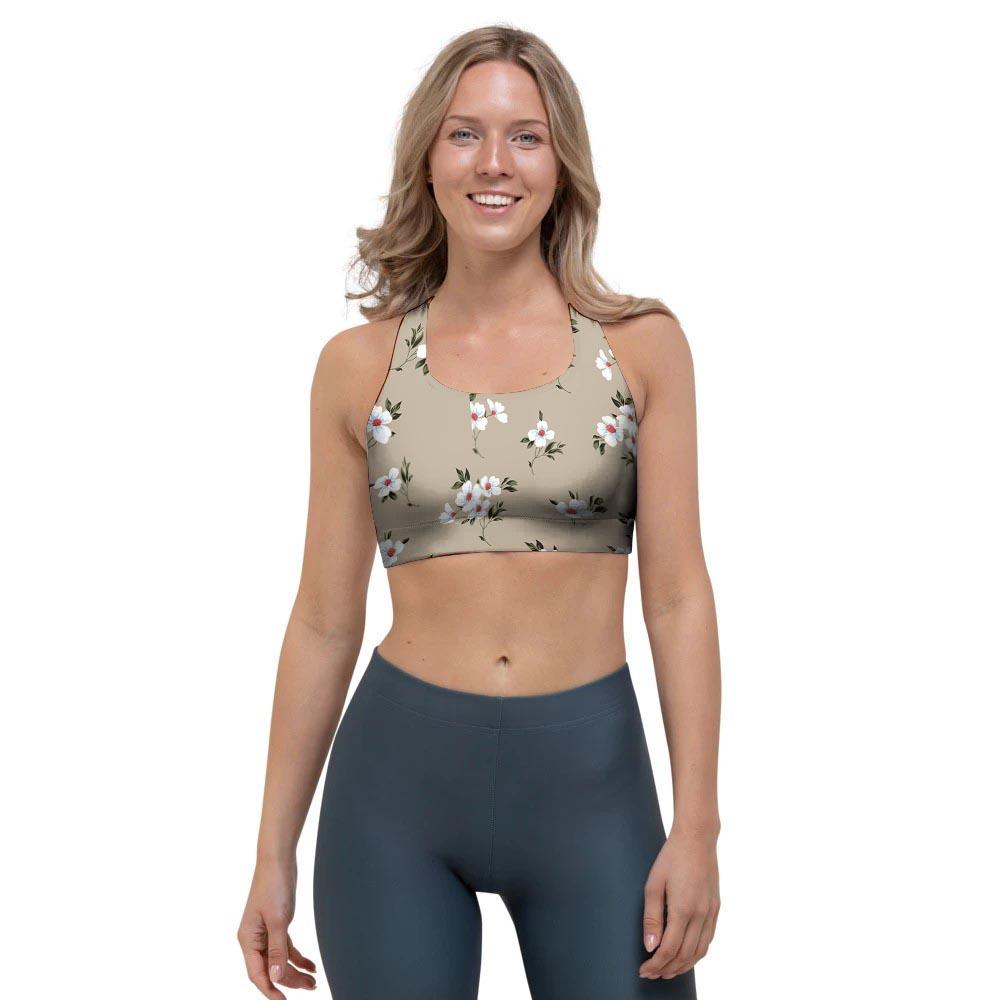 Cute Floral Flower Print Sports Bra-grizzshop