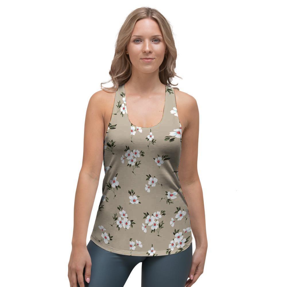 Cute Floral Flower Print Women's Racerback Tank Top-grizzshop