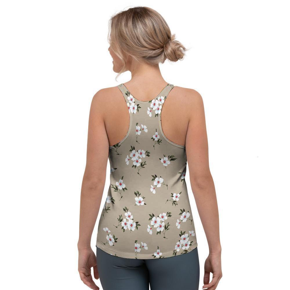 Cute Floral Flower Print Women's Racerback Tank Top-grizzshop