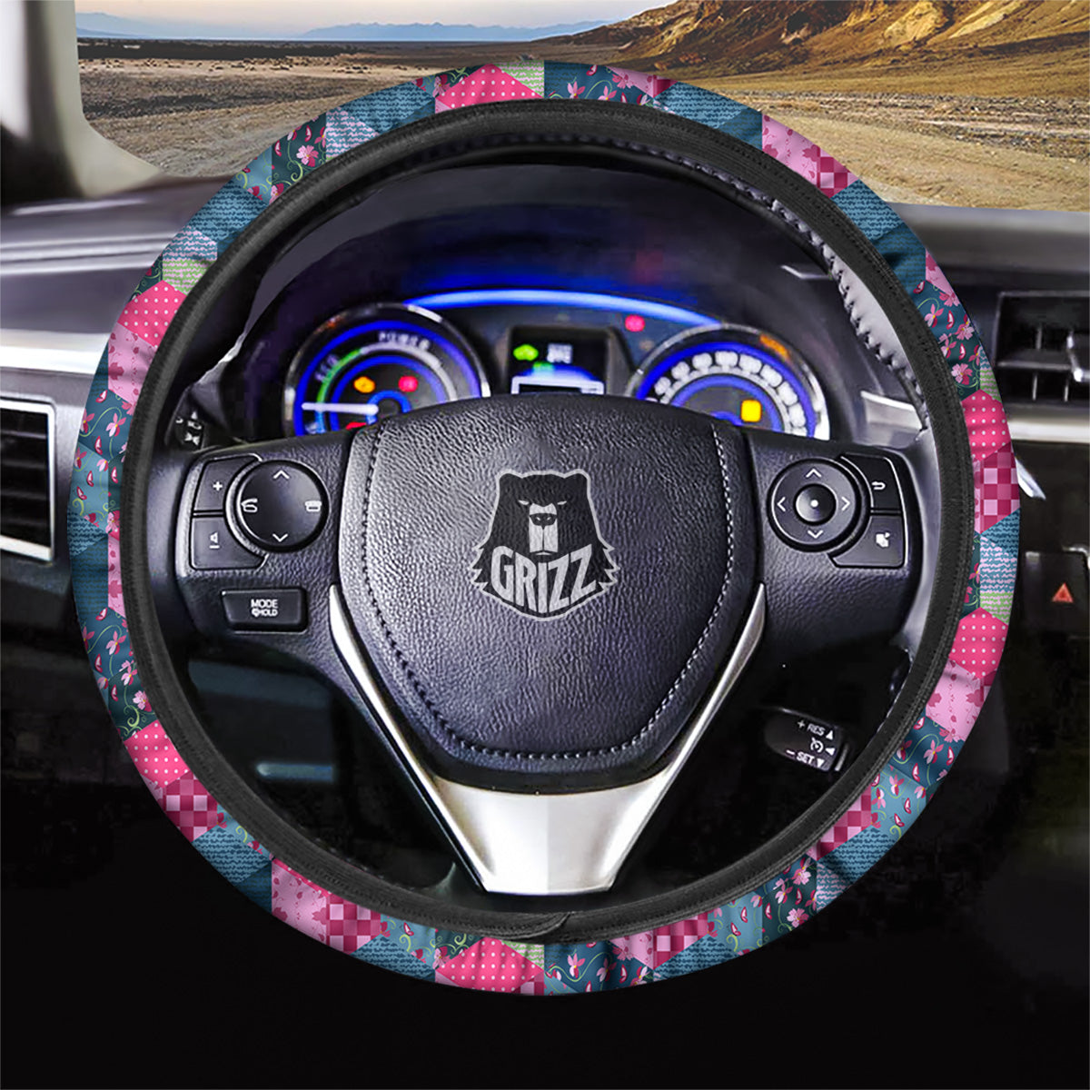Cute Floral Patchwork Print Pattern Car Steering Wheel Cover-grizzshop