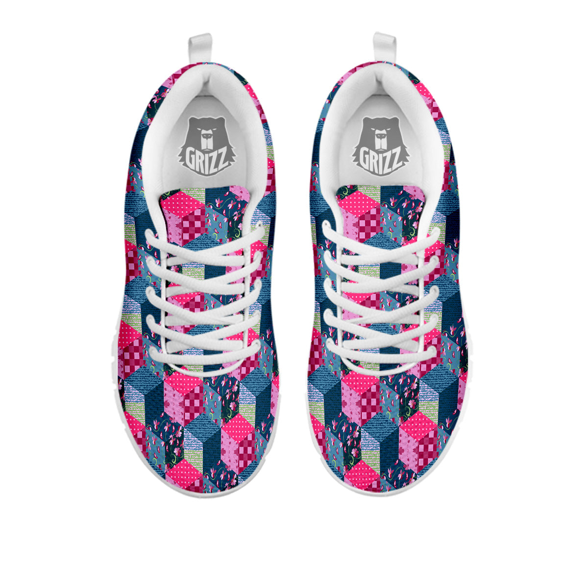 Cute Floral Patchwork Print Pattern White Sneaker-grizzshop