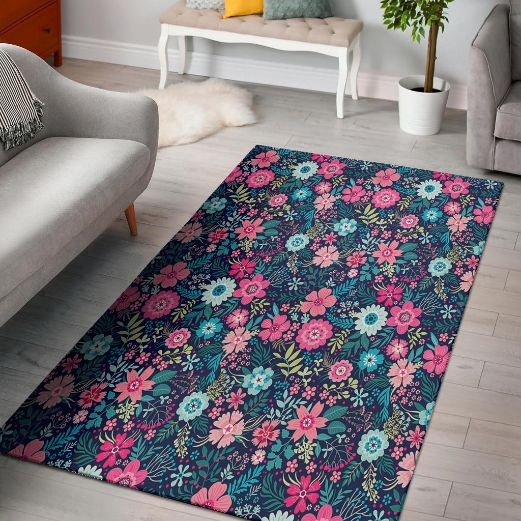 Cute Flower Floral Print Floor Mat-grizzshop