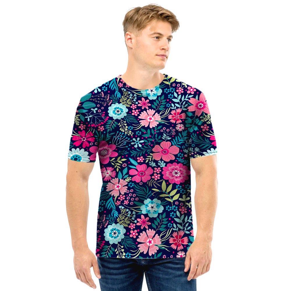 Cute Flower Floral Print Men T Shirt-grizzshop