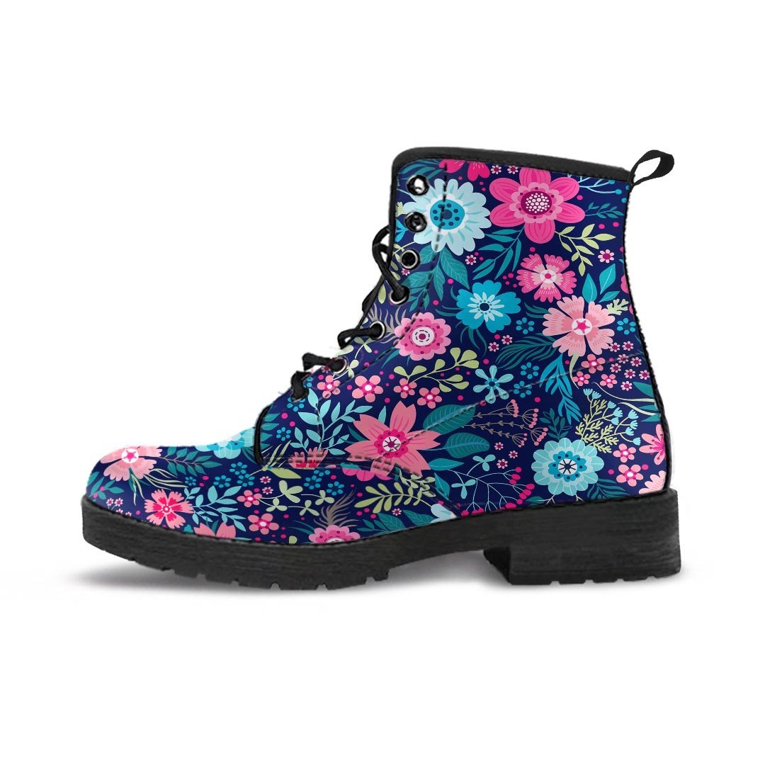 Cute Flower Floral Print Men's Boots-grizzshop