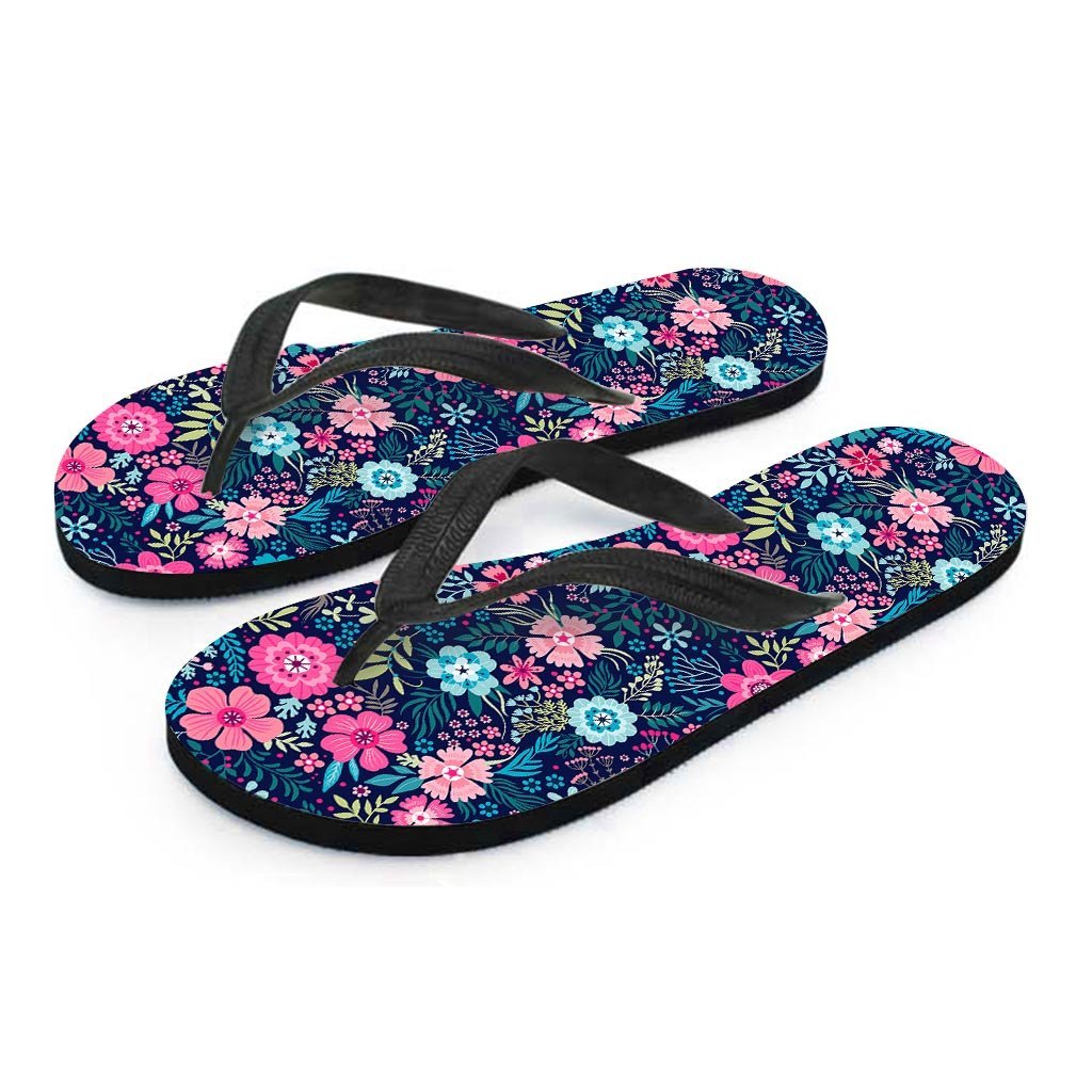 Cute Flower Floral Print Men's Flip Flops-grizzshop