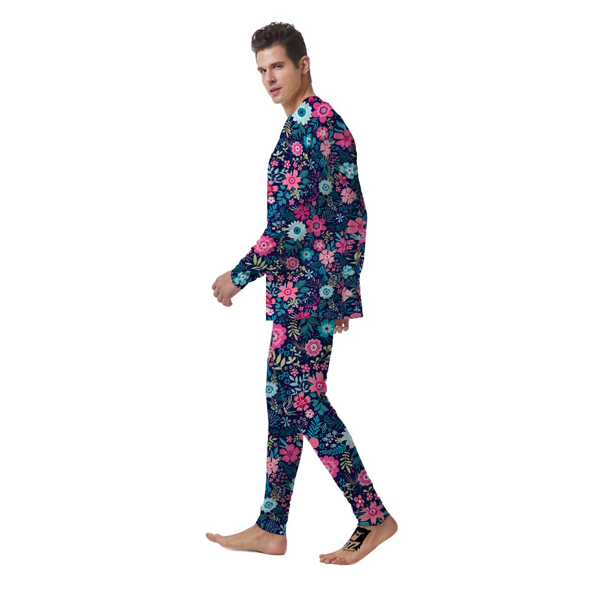 Cute Flower Floral Print Men's Pajamas-grizzshop