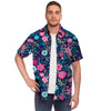 Cute Flower Floral Print Men's Short Sleeve Shirt-grizzshop