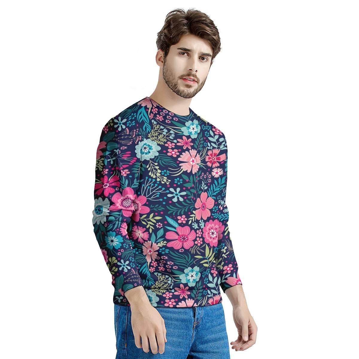 Cute Flower Floral Print Men's Sweatshirt-grizzshop