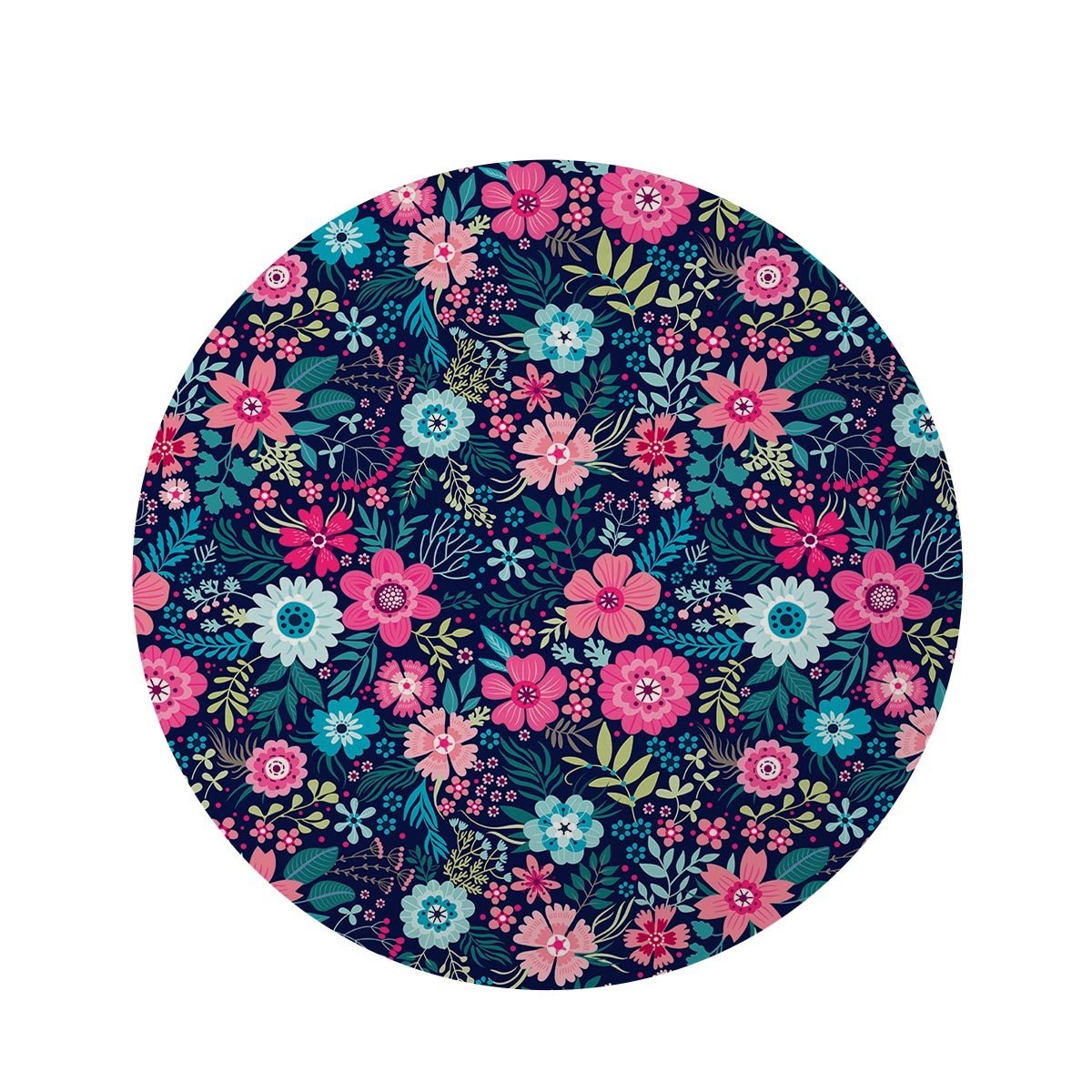 Cute Flower Floral Print Round Rug-grizzshop