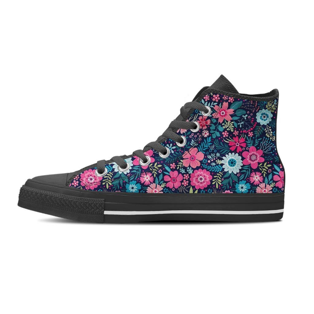 Cute Flower Floral Print Women's High Top Shoes-grizzshop