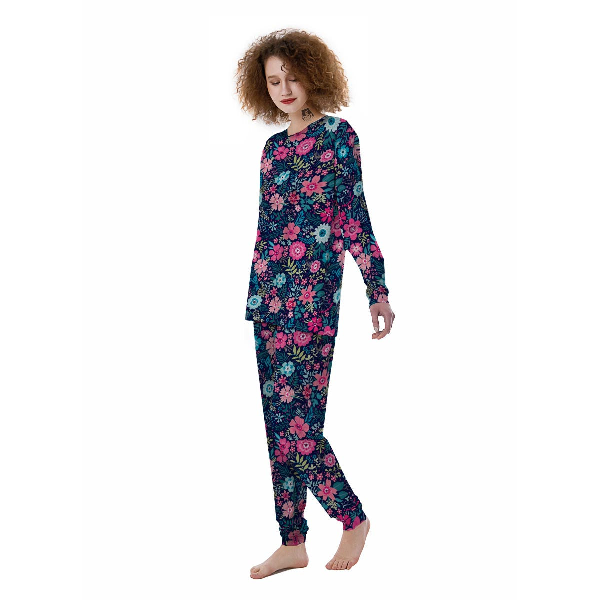 Cute Flower Floral Print Women's Pajamas-grizzshop