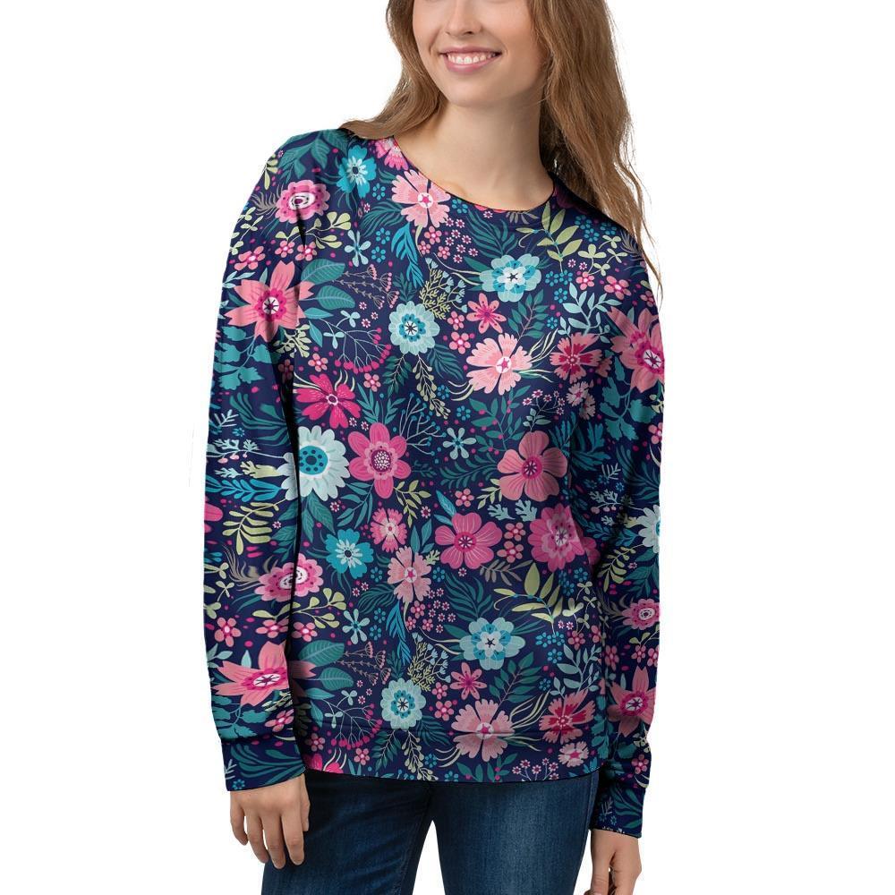 Cute Flower Floral Print Women's Sweatshirt-grizzshop