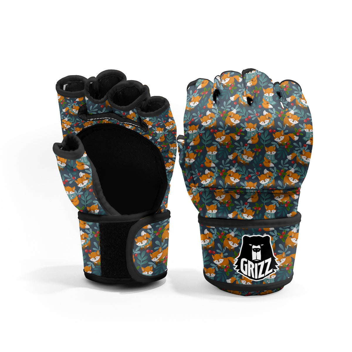 Cute Fox Print Pattern MMA Gloves-grizzshop