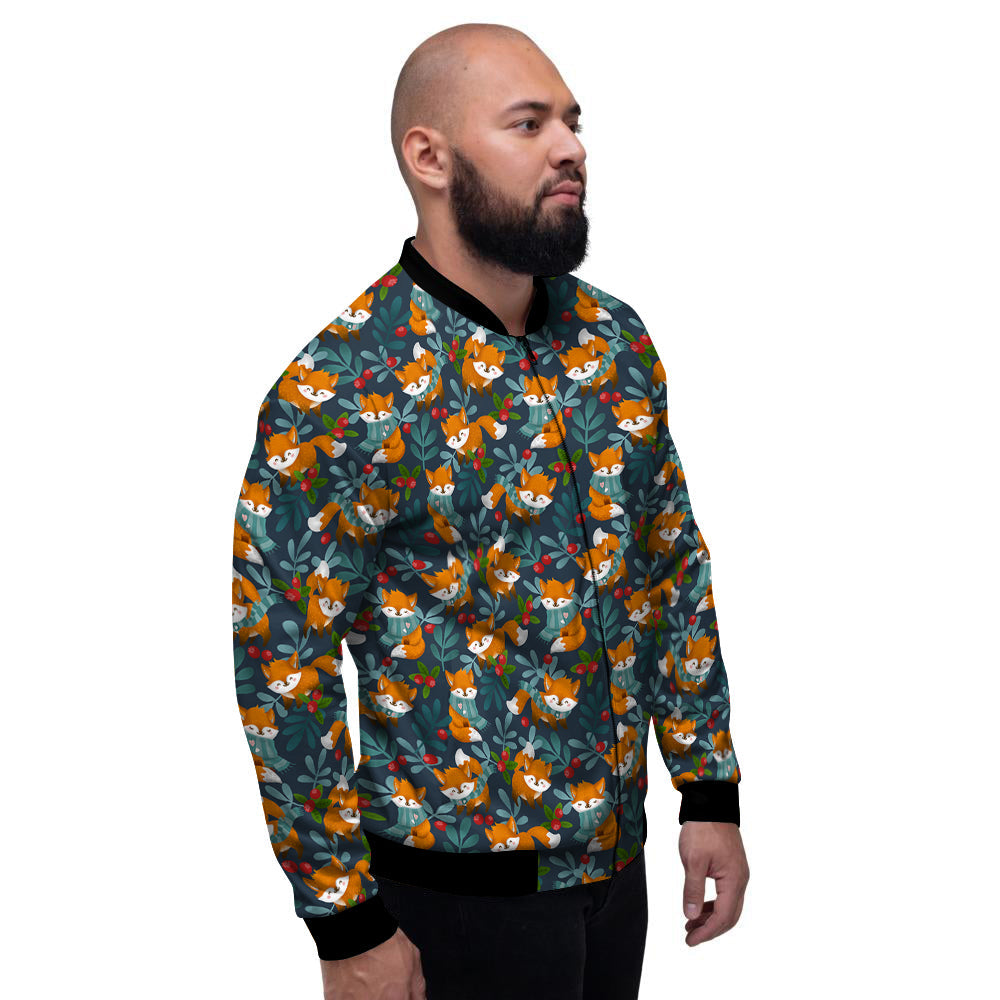 Cute Fox Print Pattern Men's Bomber Jacket-grizzshop