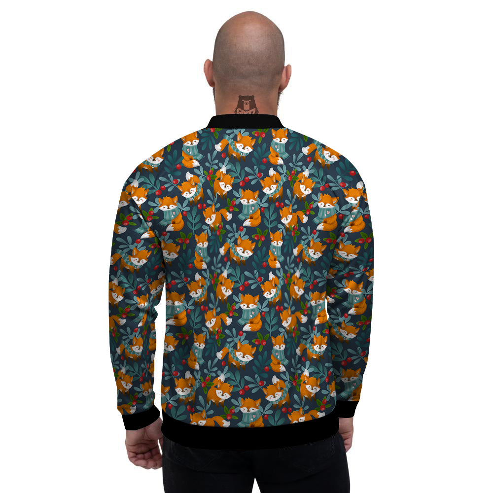 Cute Fox Print Pattern Men's Bomber Jacket-grizzshop
