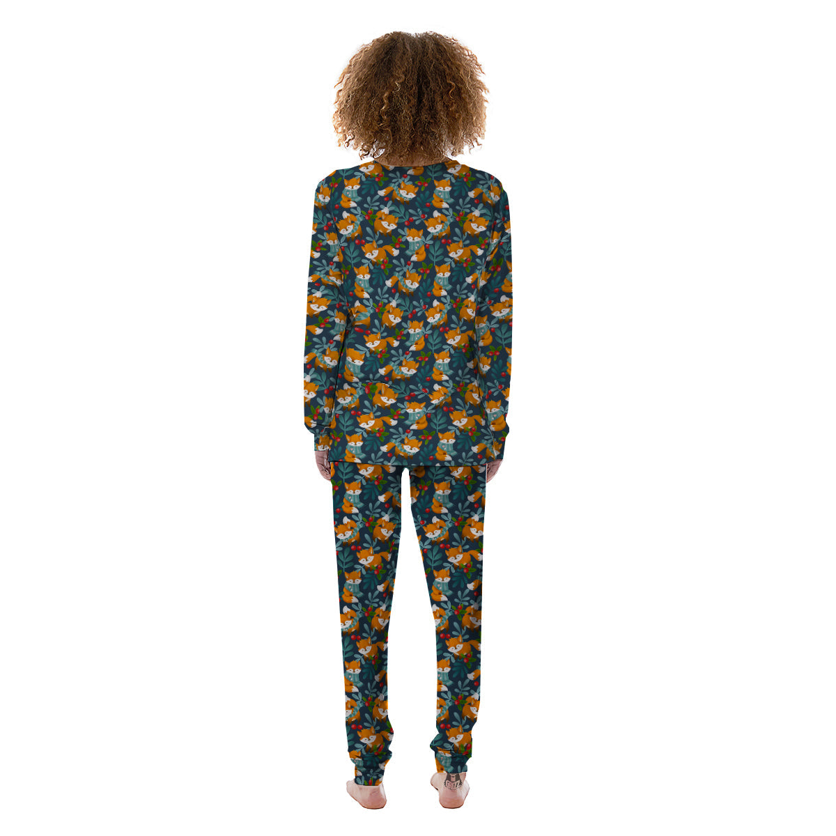 Cute Fox Print Pattern Women's Pajamas-grizzshop