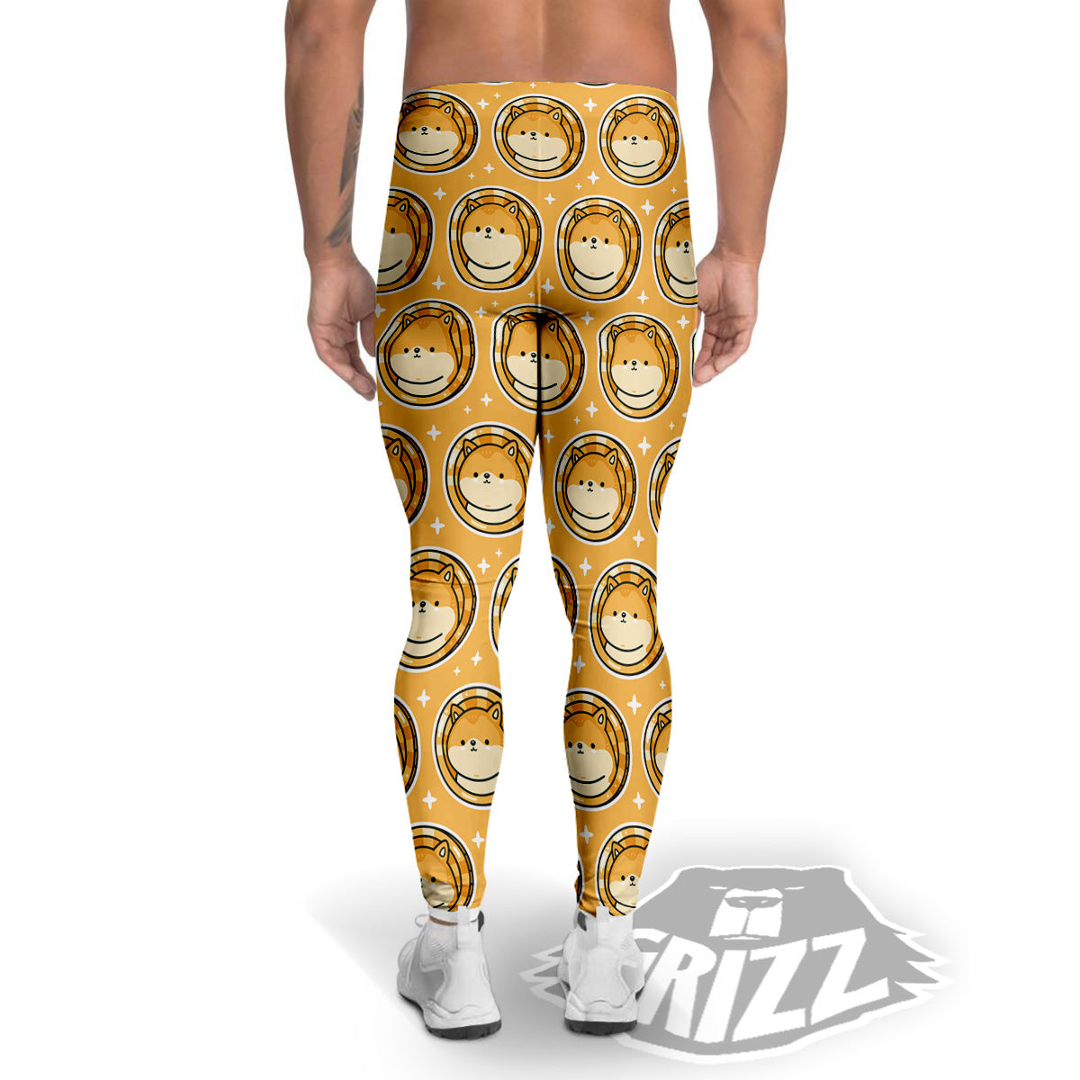 Cute Funny Crypto Dogecoin Print Pattern Men's Leggings-grizzshop