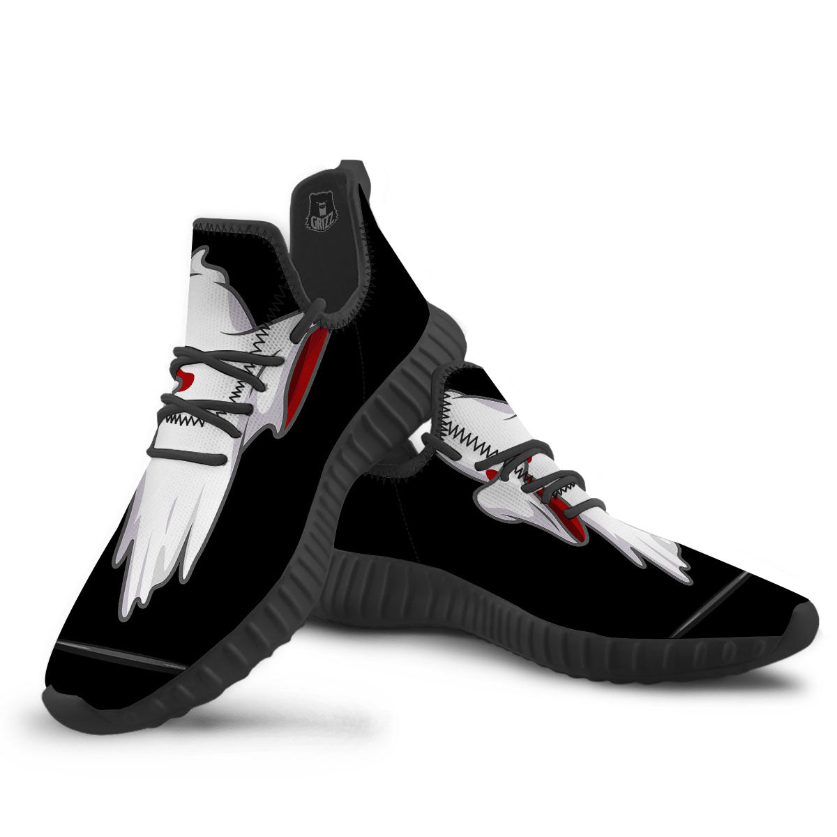 Cute Ghost Dap Print Black Walking Shoes-grizzshop