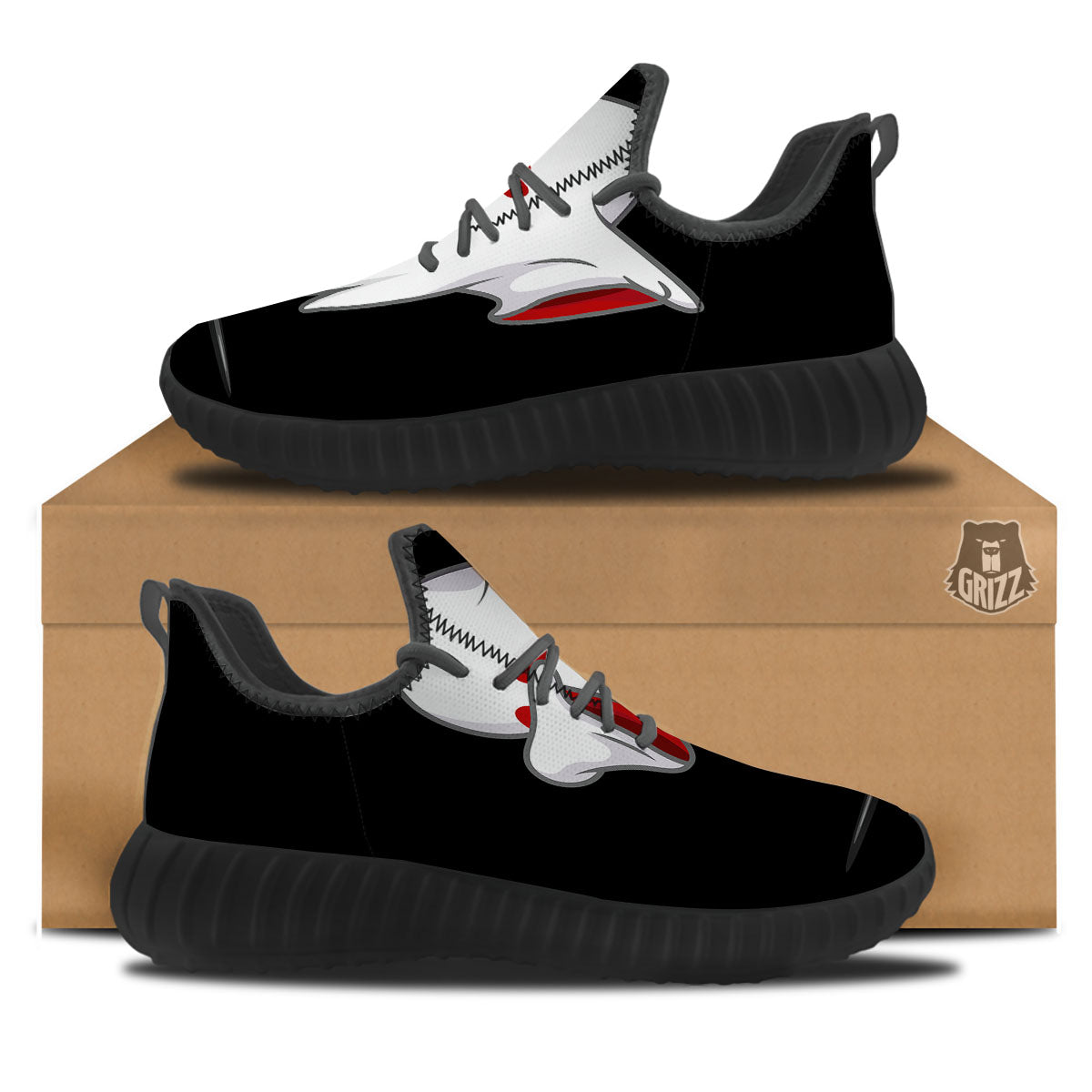 Cute Ghost Dap Print Black Walking Shoes-grizzshop