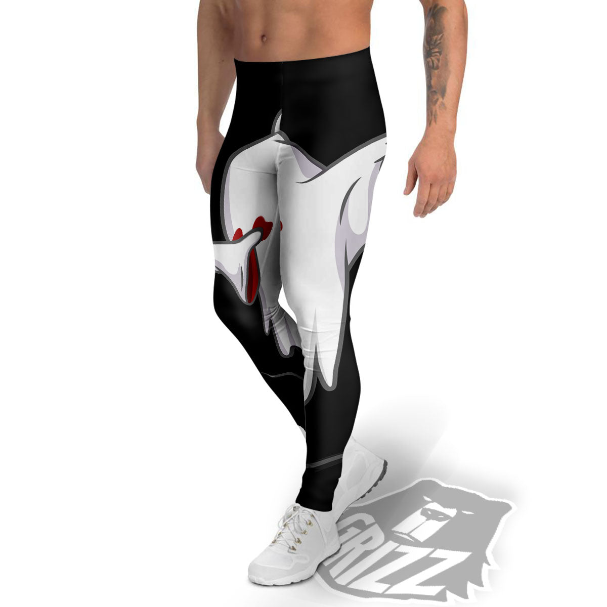 Cute Ghost Dap Print Men's Leggings-grizzshop