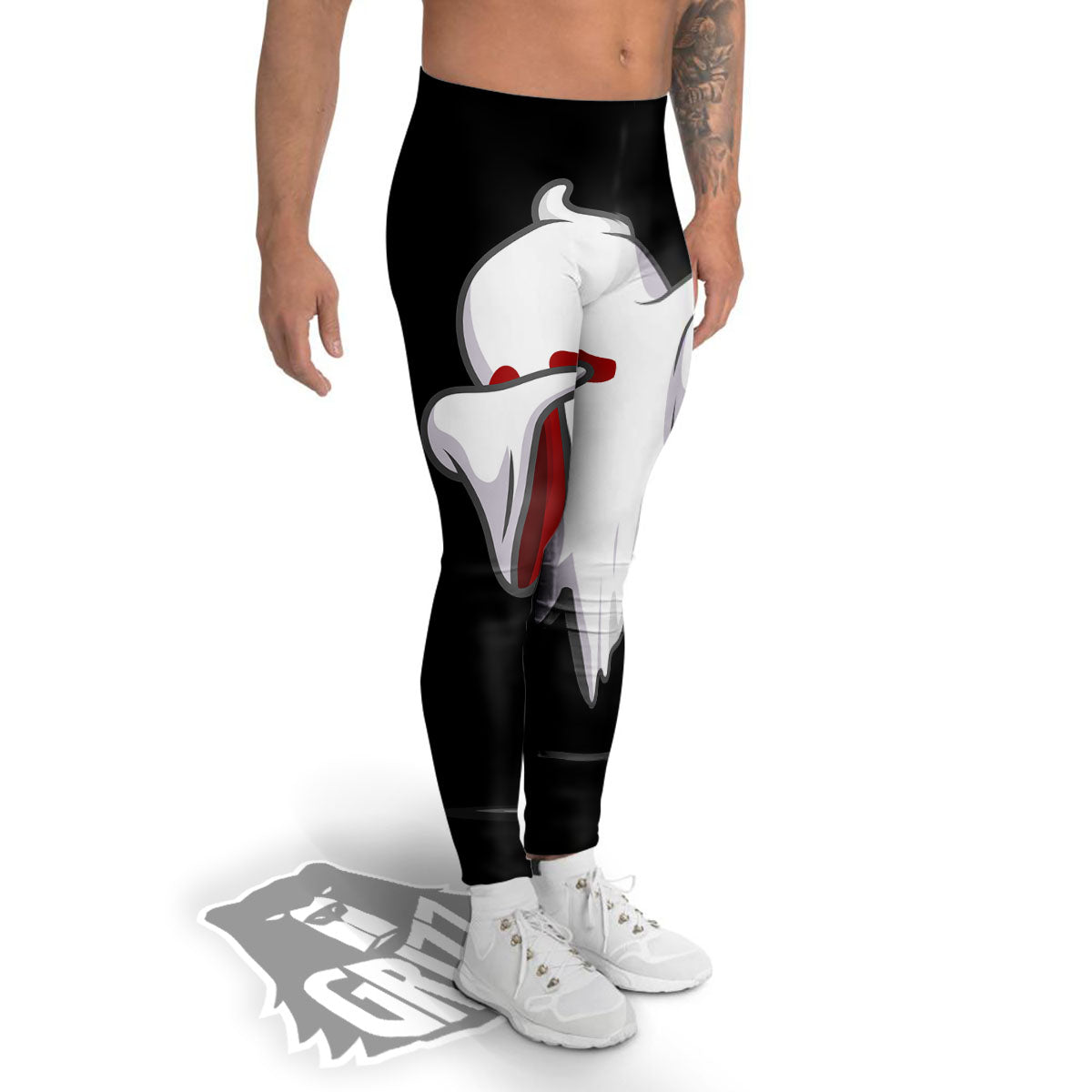 Cute Ghost Dap Print Men's Leggings-grizzshop
