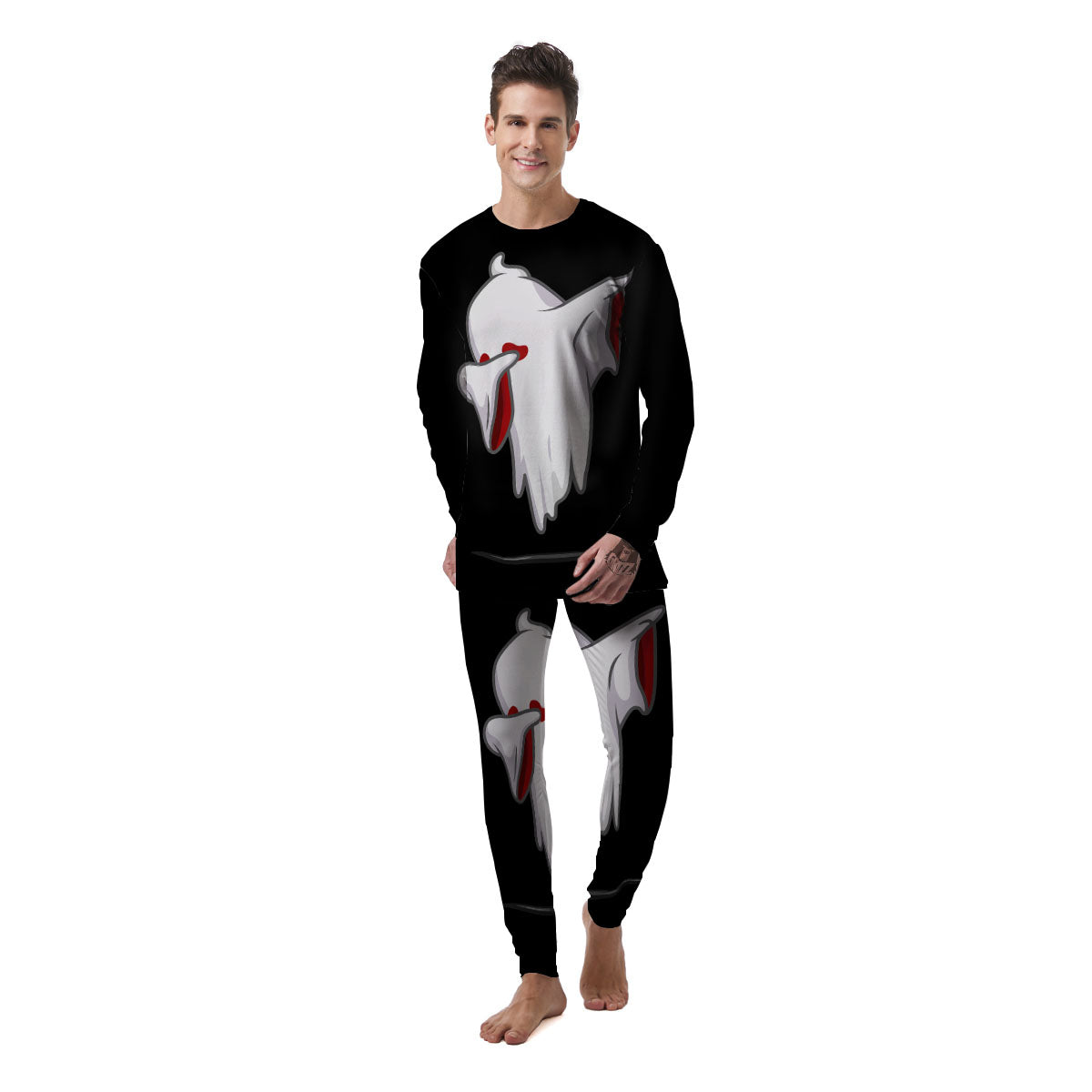 Cute Ghost Dap Print Men's Pajamas-grizzshop