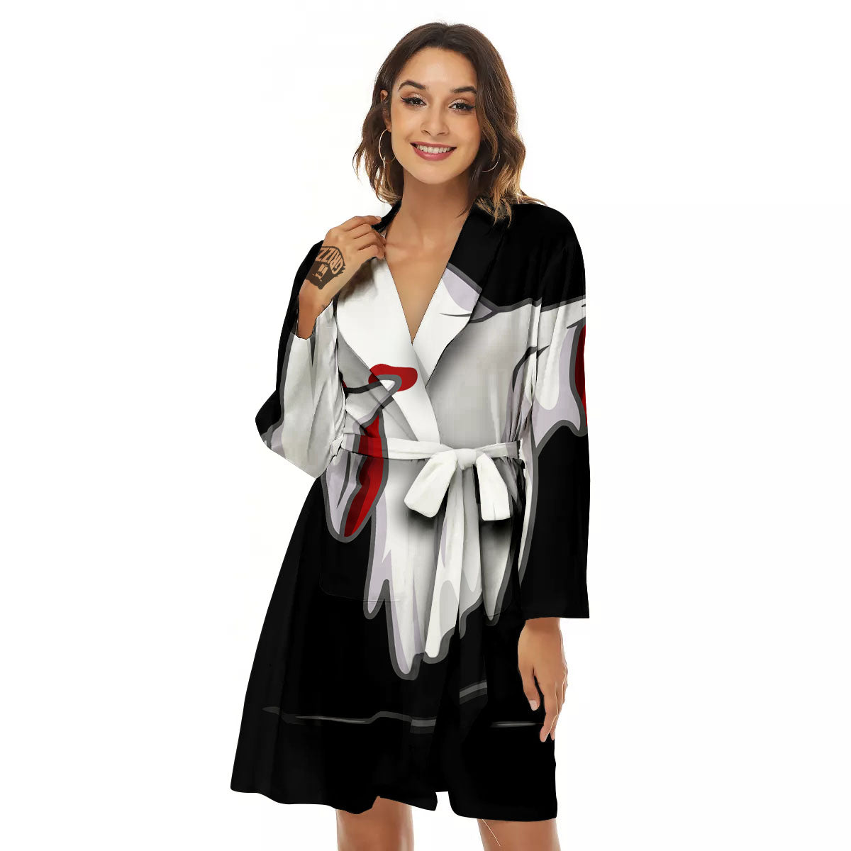 Cute Ghost Dap Print Women's Robe-grizzshop