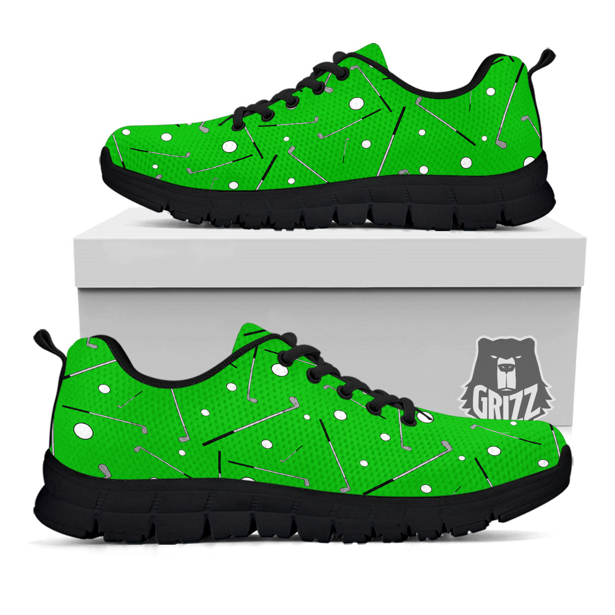Cute Golf Print Pattern Black Sneaker-grizzshop