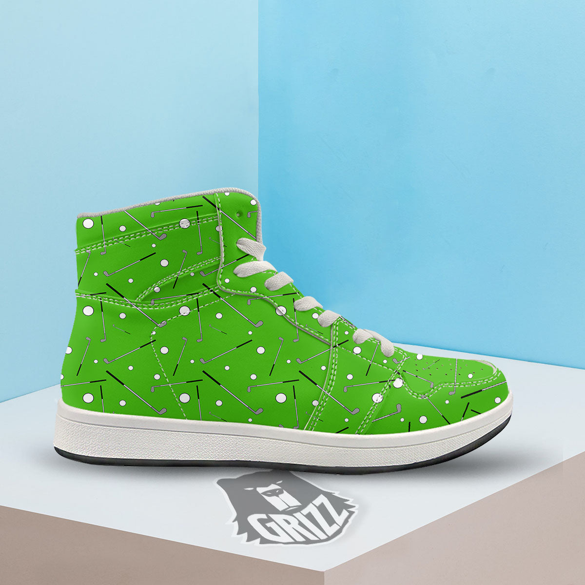 Cute Golf Print Pattern High Top Sneakers-grizzshop