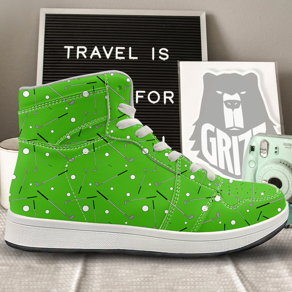 Cute Golf Print Pattern High Top Sneakers-grizzshop
