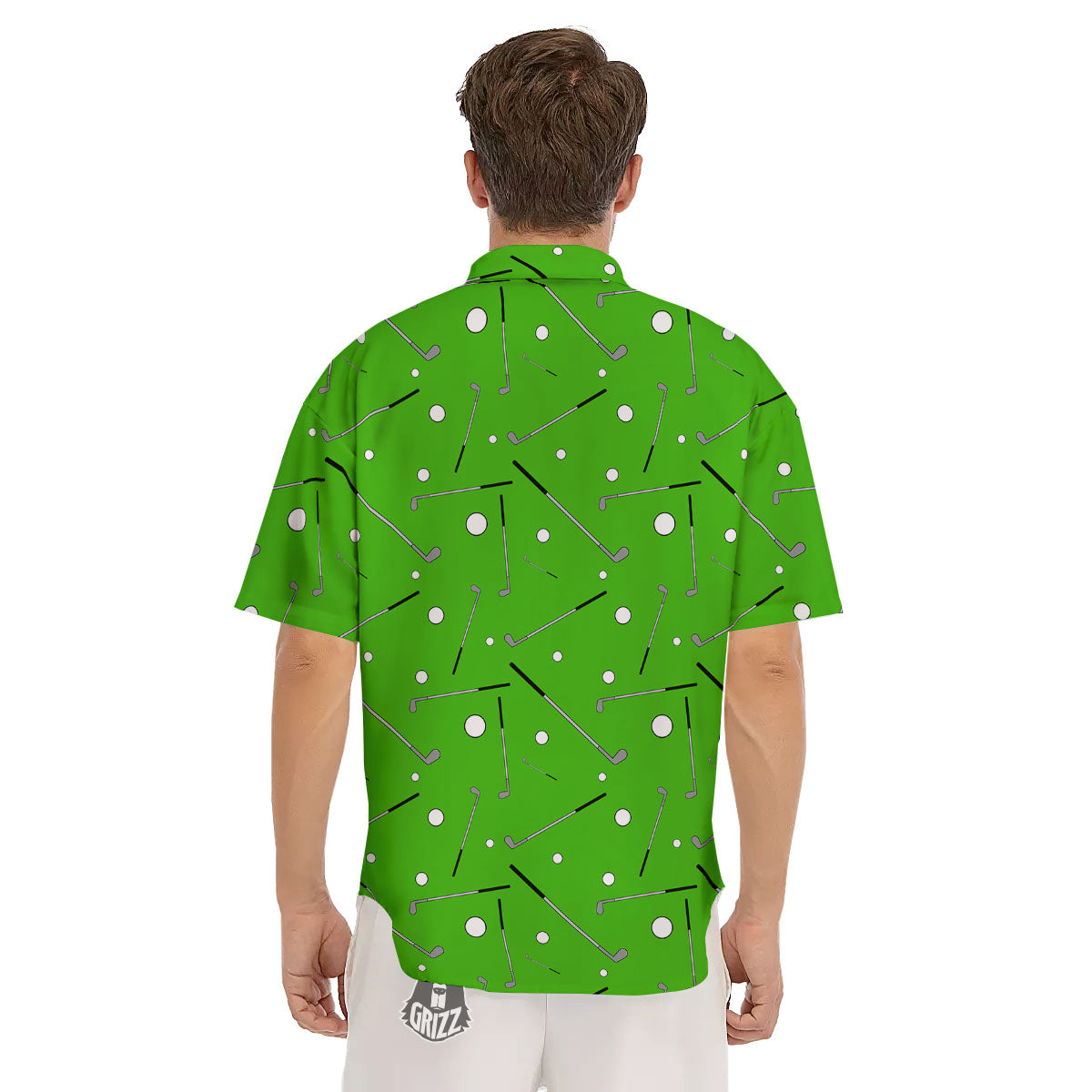 Cute Golf Print Pattern Men's Short Sleeve Shirts-grizzshop