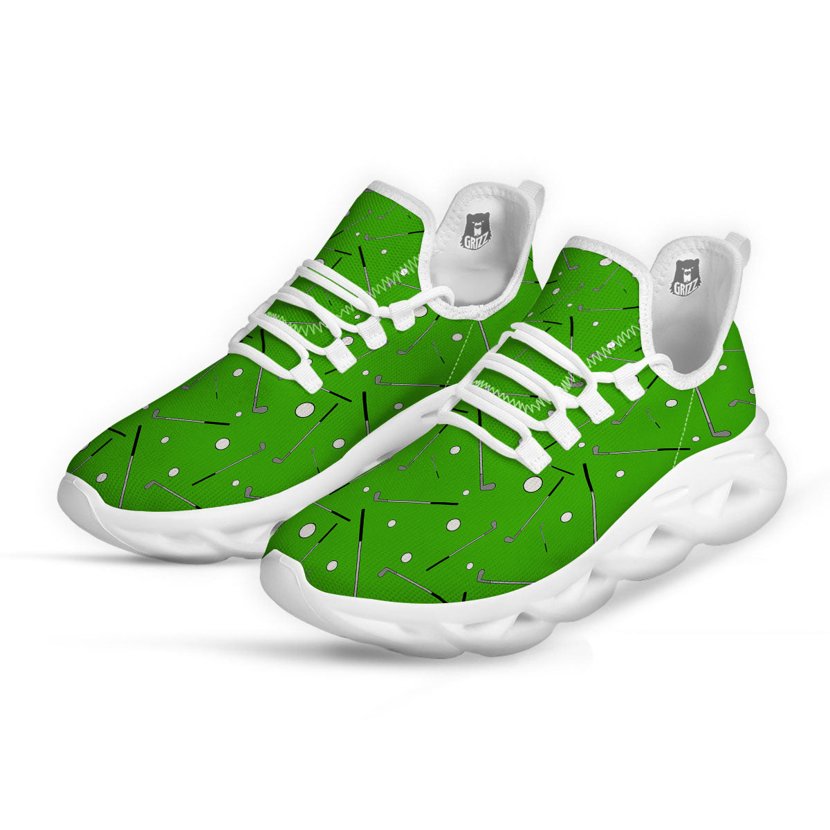 Cute Golf Print Pattern White Running Shoes-grizzshop