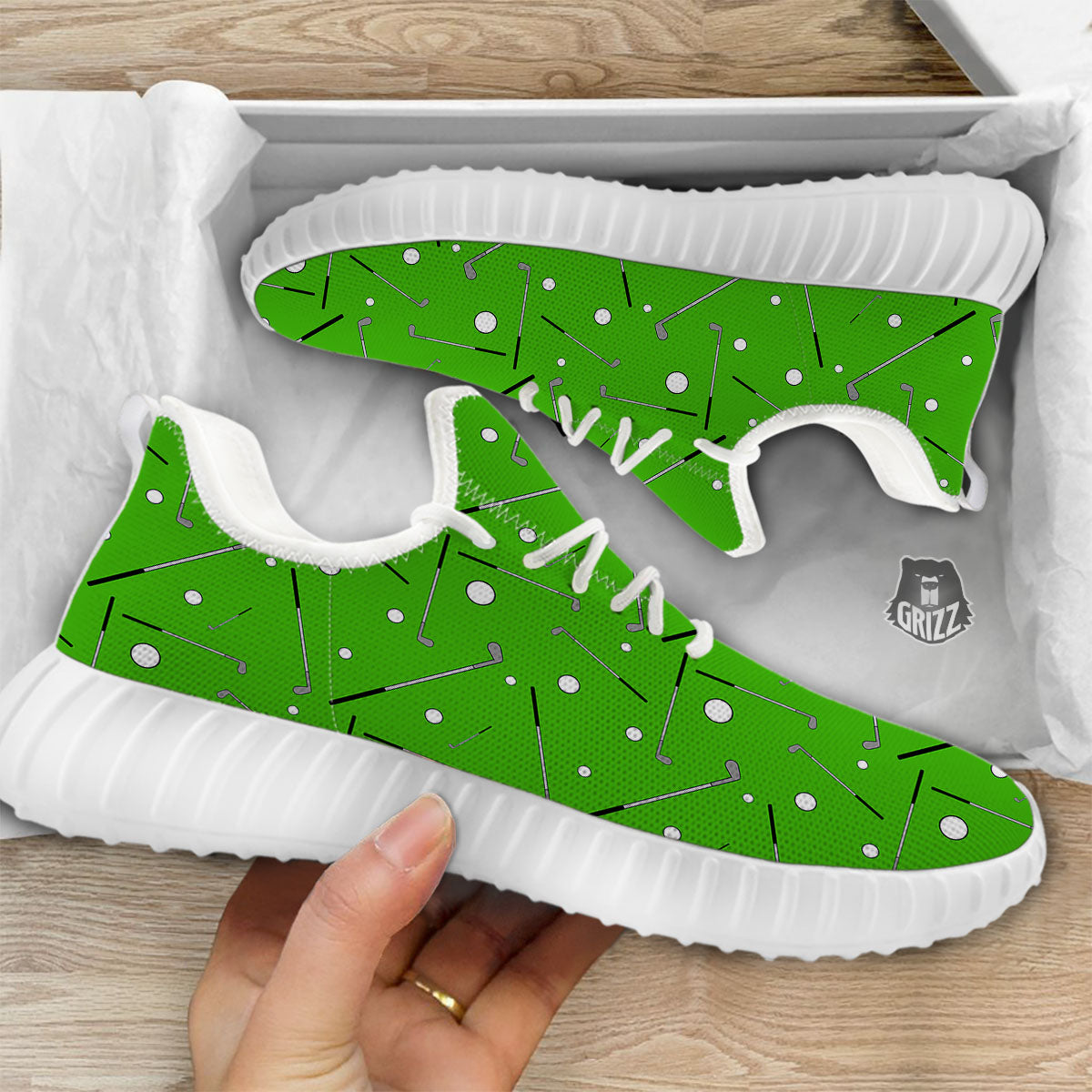 Cute Golf Print Pattern White Walking Shoes-grizzshop